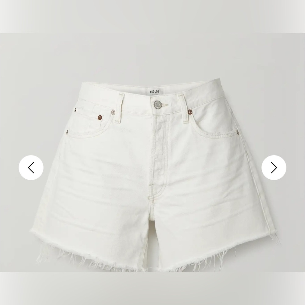Agolde White Distressed Denim Jean Shorts - Picture 3 of 8